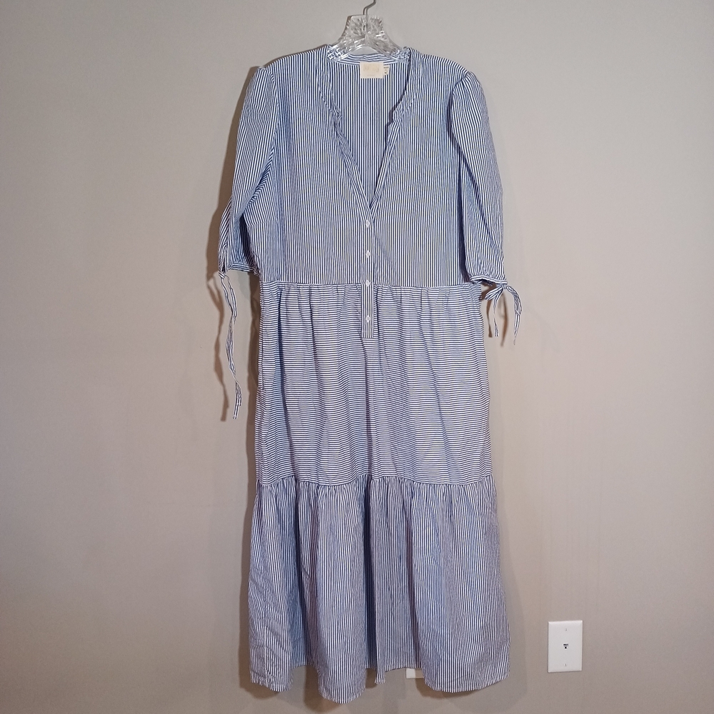 Nation LTD farmers market midi/maxi dress Blue Striped Size XL